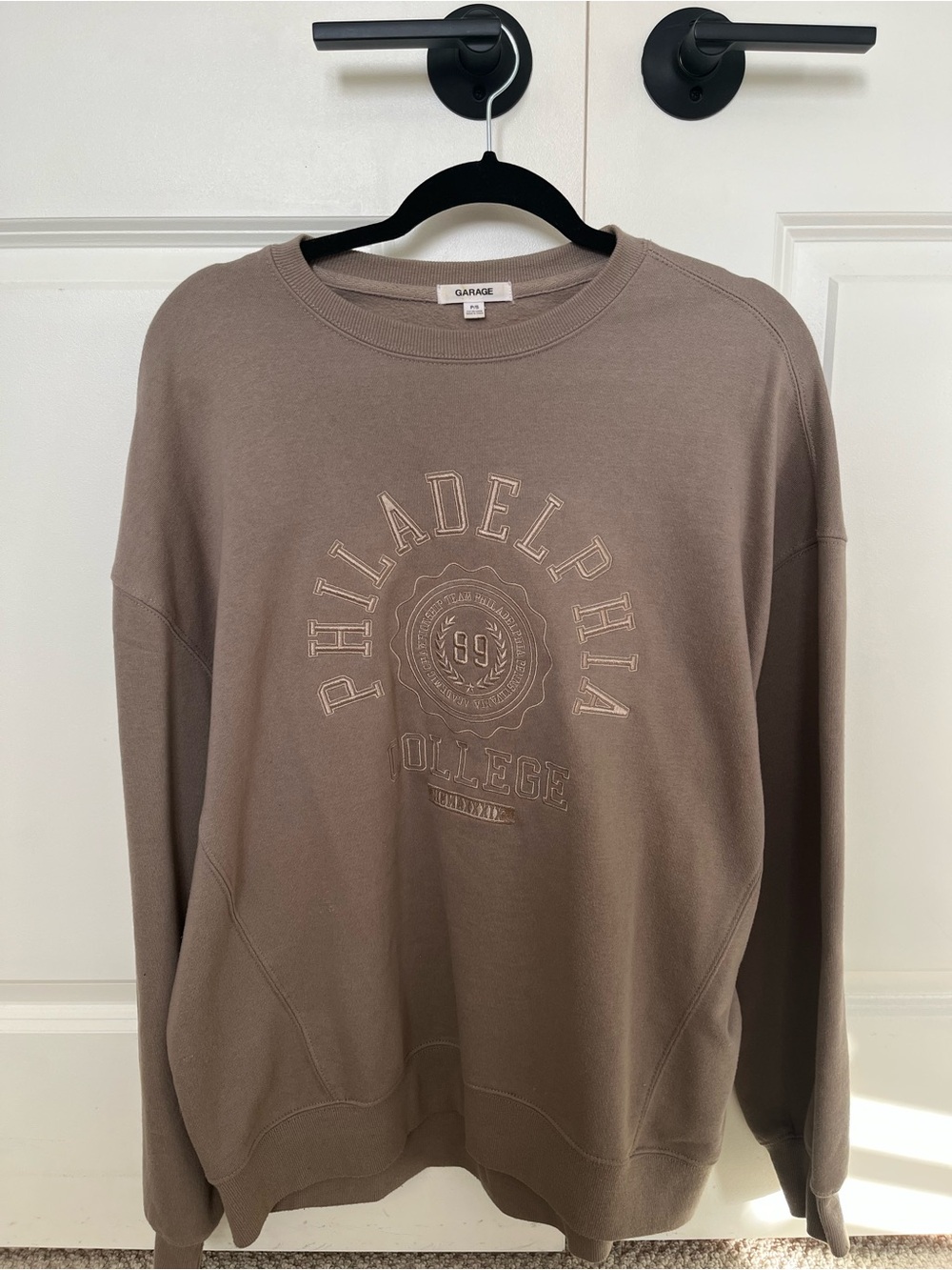 Garage Taupe Philadelphia College Embroidered Crewneck